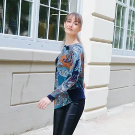 Lightweight Cozy - Half & Half Sleeve Sweater Top - Paisley - Final Sale!