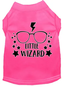 Little Wizard Screen Print Dog Shirt Bright Pink Med