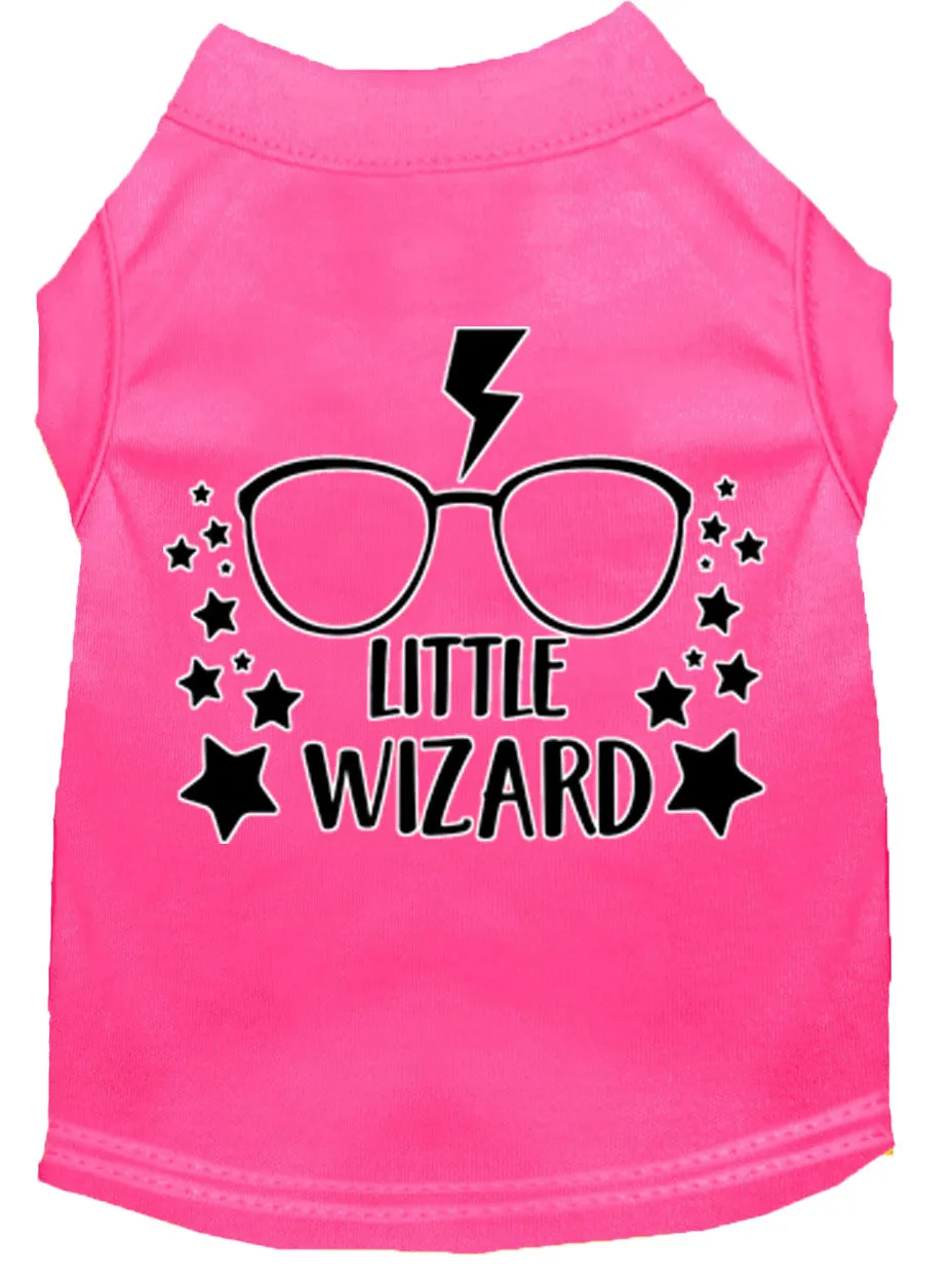 Little Wizard Screen Print Dog Shirt Bright Pink Sm