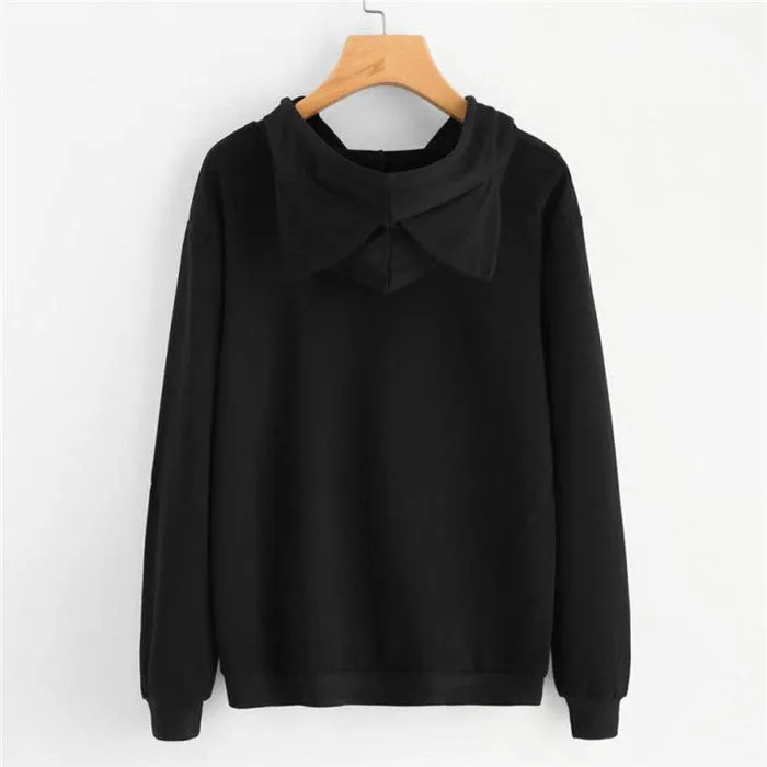 Long Sleeve Sweatshirt Hoodies Women Casual Crop Top