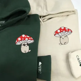 Matching Couple Hoodies -  Cartoon Mushroom Embroidered Sweatshirts For Couples