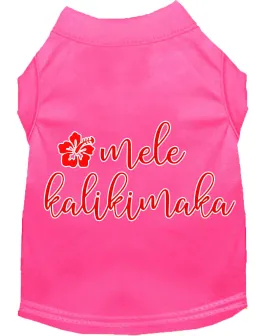 Mele Kalikimaka Screen Print Dog Shirt Bright Pink Xs