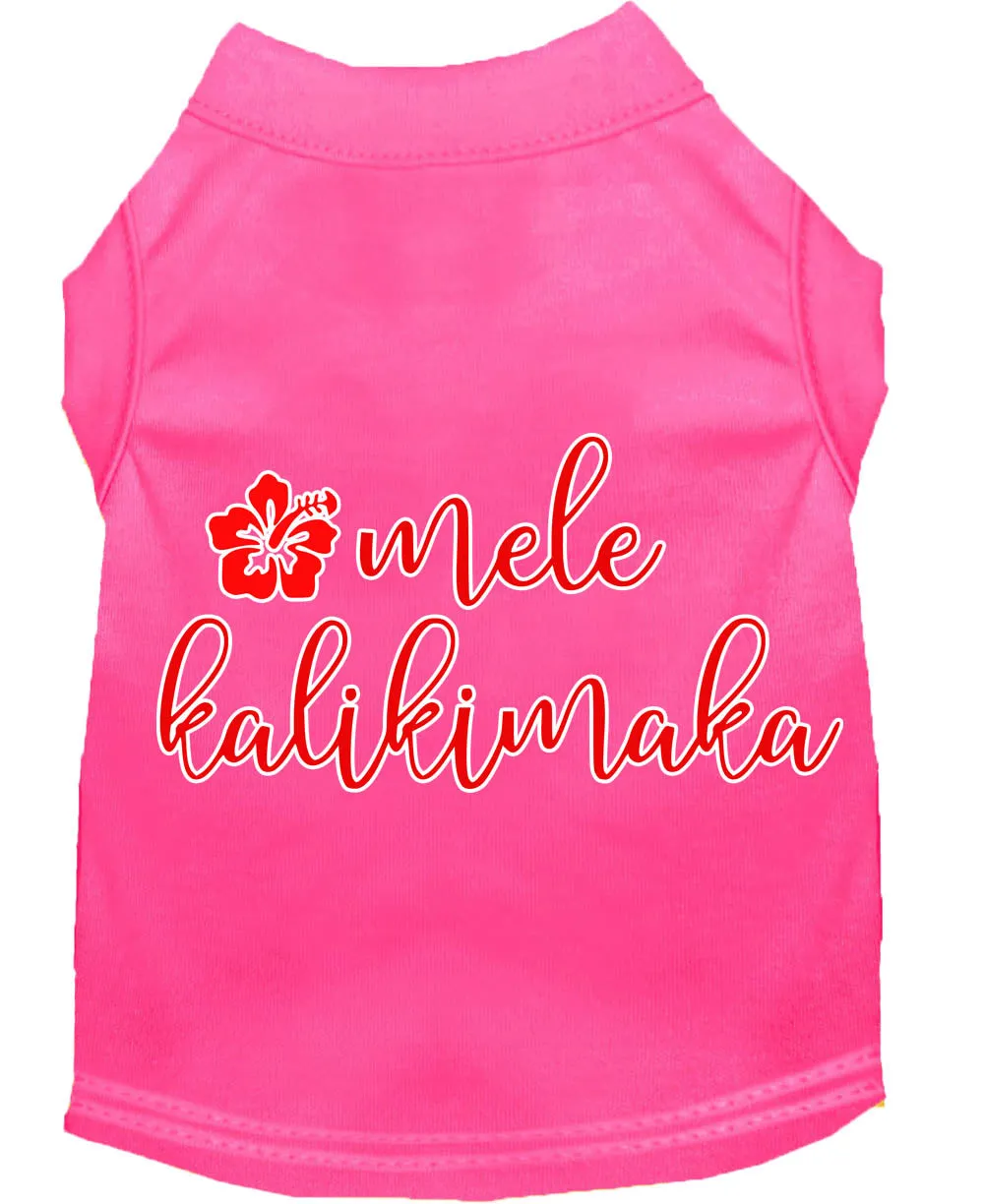 Mele Kalikimaka Screen Print Dog Shirt Bright Pink Xxxl