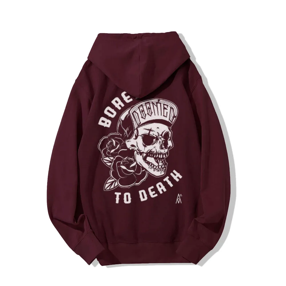 Mens BORED TO DEATH Skull Graphic Hoodies