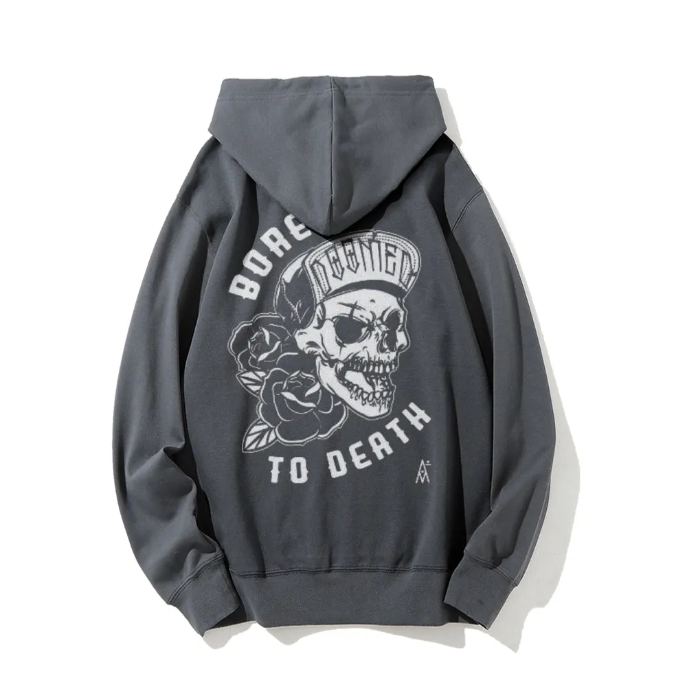 Mens BORED TO DEATH Skull Graphic Hoodies