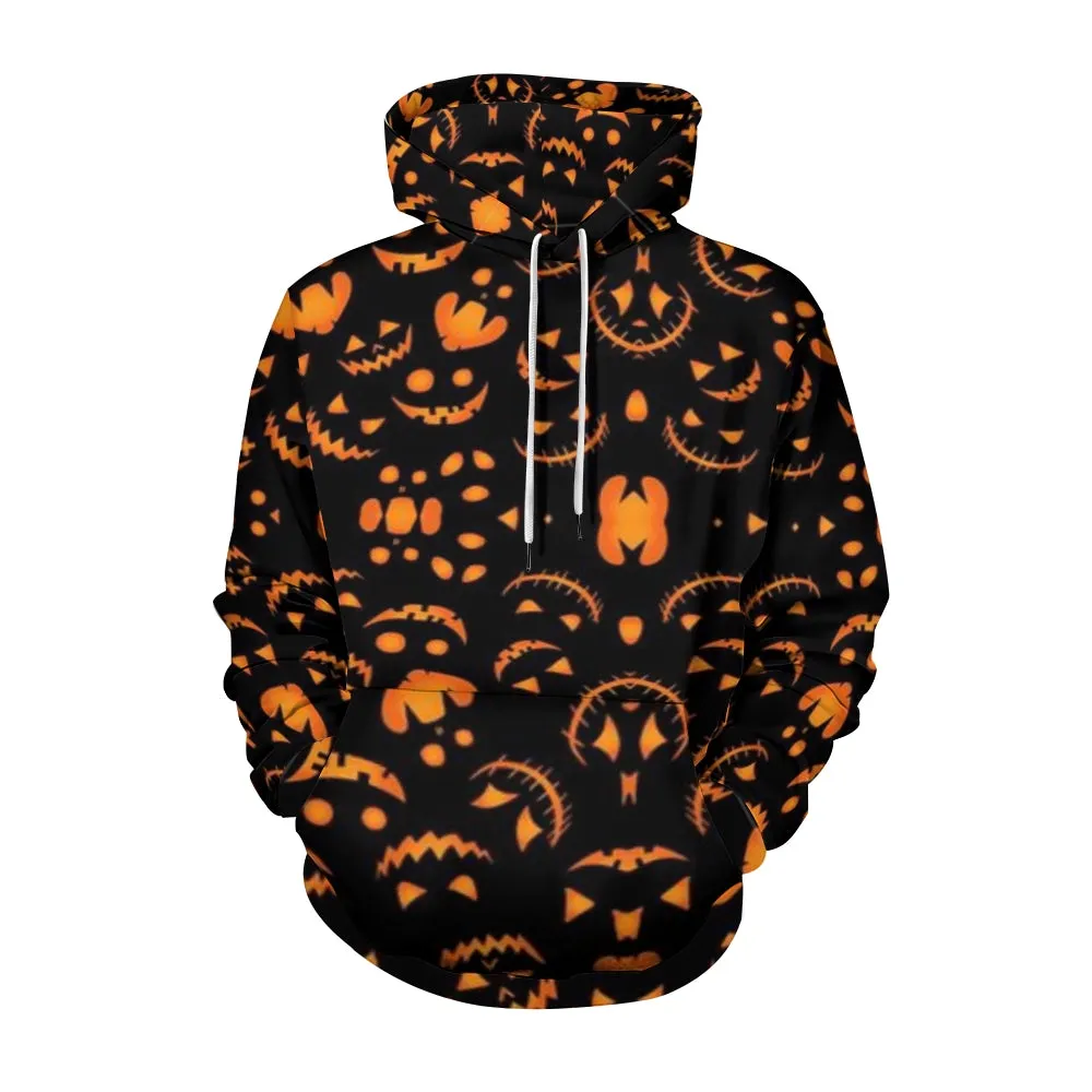 Mens Cute Halloween Pumpkin Light 3D Print Hoodies