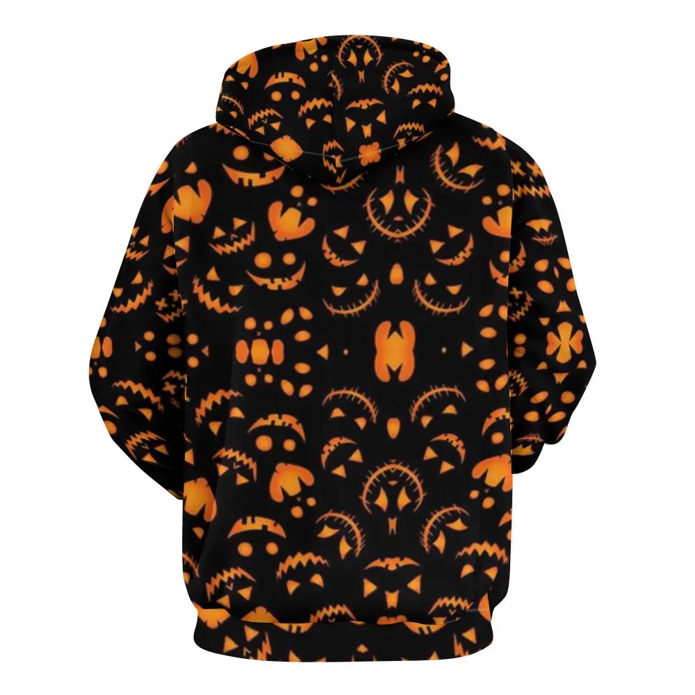 Mens Cute Halloween Pumpkin Light 3D Print Hoodies