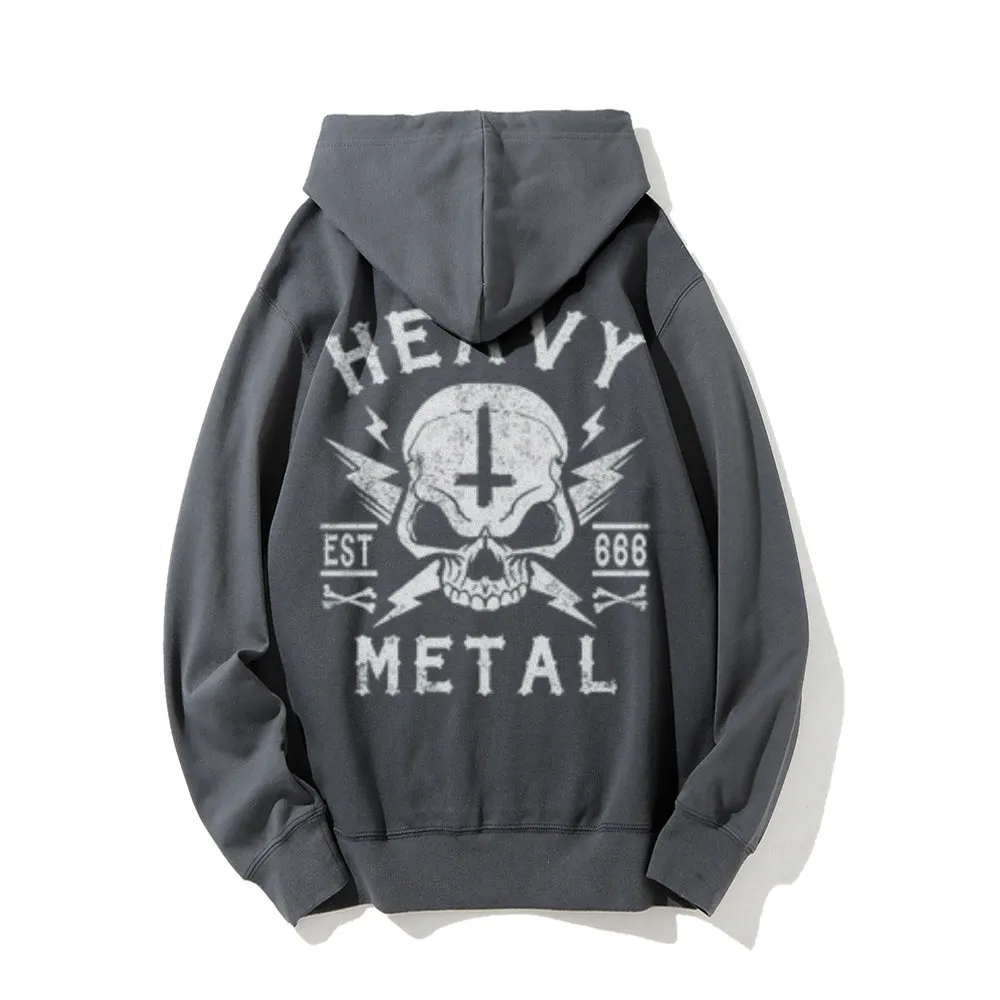 Mens Heavy Metal Skull Graphic Pullover Hoodies