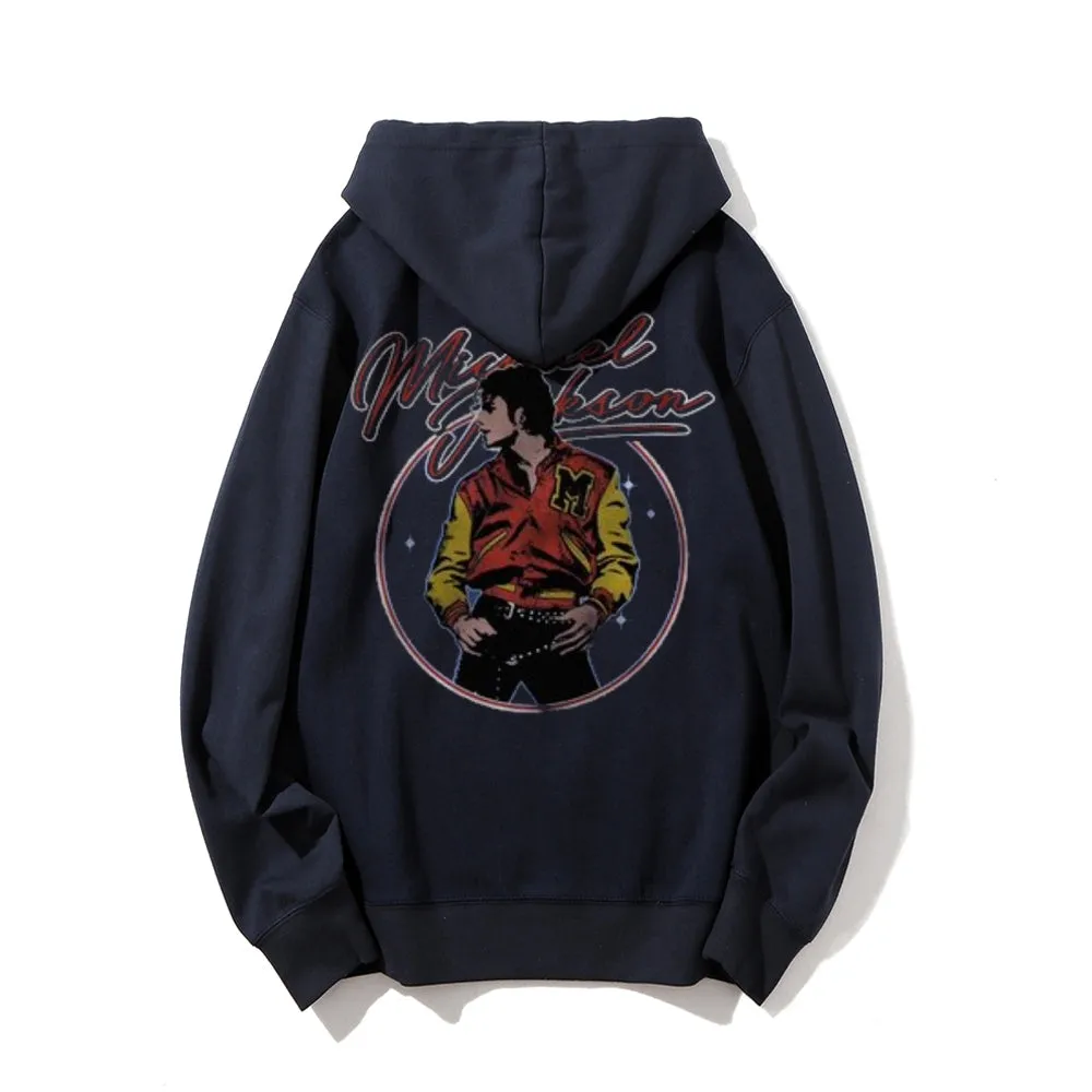 Mens  Vintage Jackson Circle Darkness Style Print Graphic Pullover With Kangaroo Pocket Hoodies