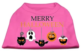 Merry Halloween Screen Print Dog Shirt Bright Pink Sm (10)