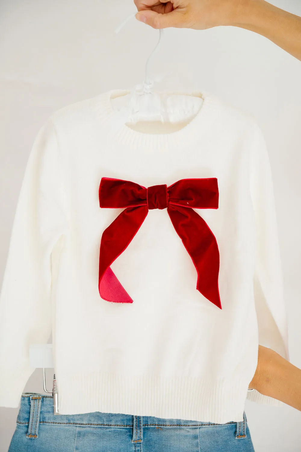 MINI KIDS VELVET BOW SWEATERS