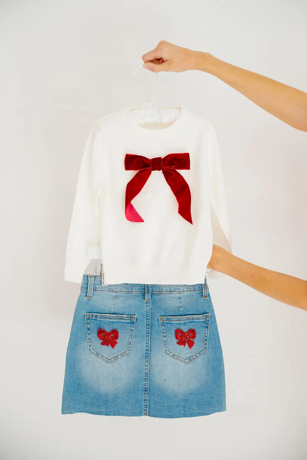 MINI KIDS VELVET BOW SWEATERS