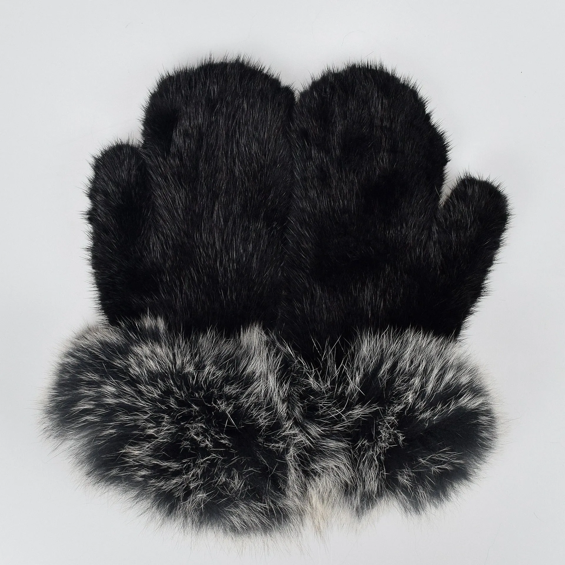 Mink braided gloves lanyard hanging neck mittens elastic female gloves cute fox fur mink fur gloves