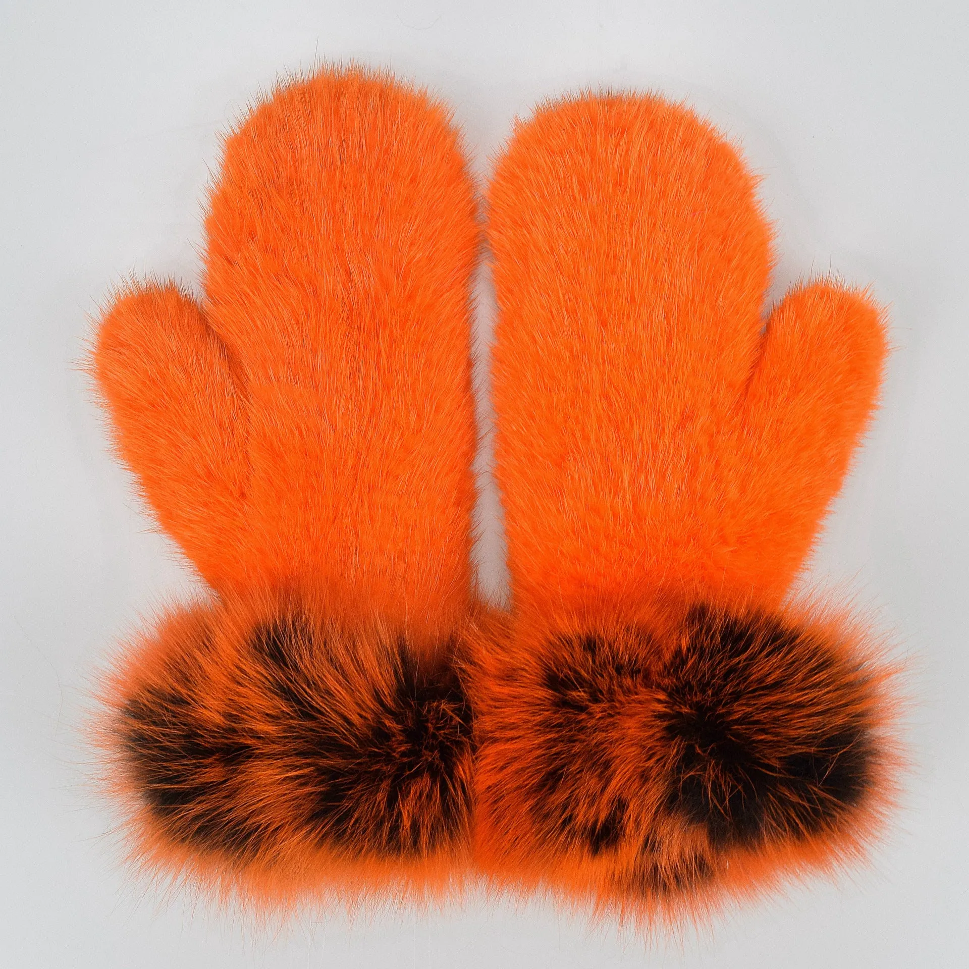 Mink braided gloves lanyard hanging neck mittens elastic female gloves cute fox fur mink fur gloves