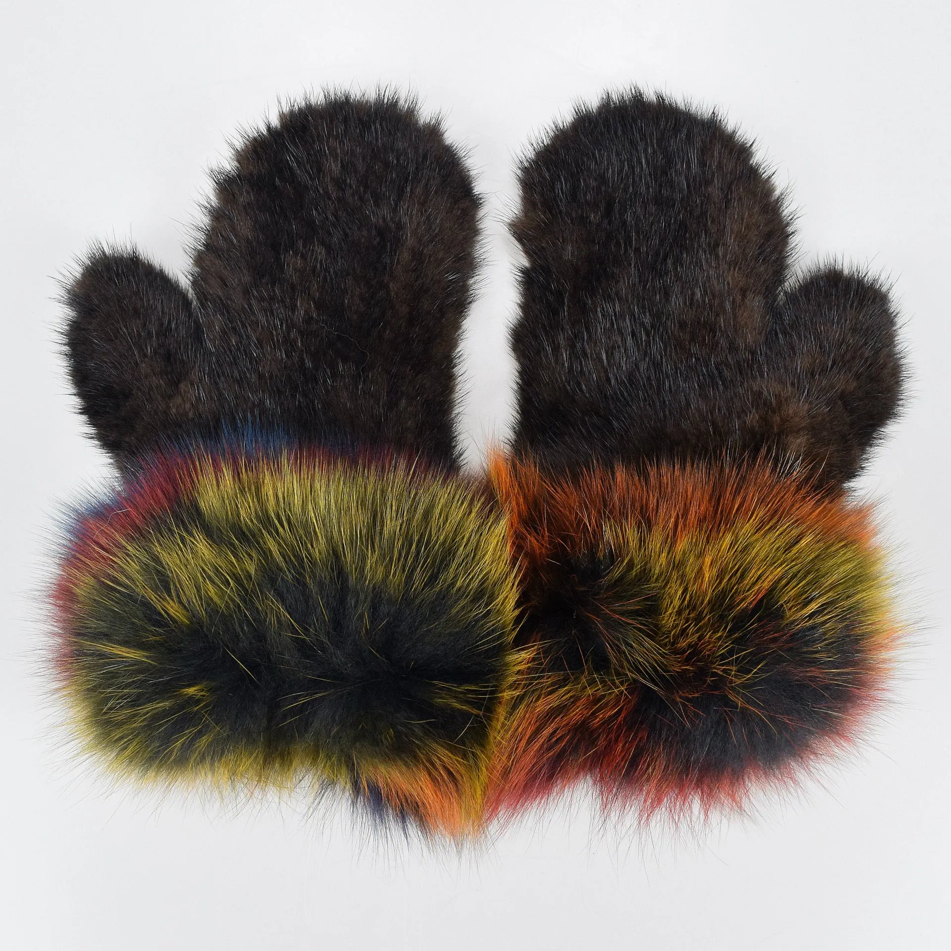 Mink braided gloves lanyard hanging neck mittens elastic female gloves cute fox fur mink fur gloves