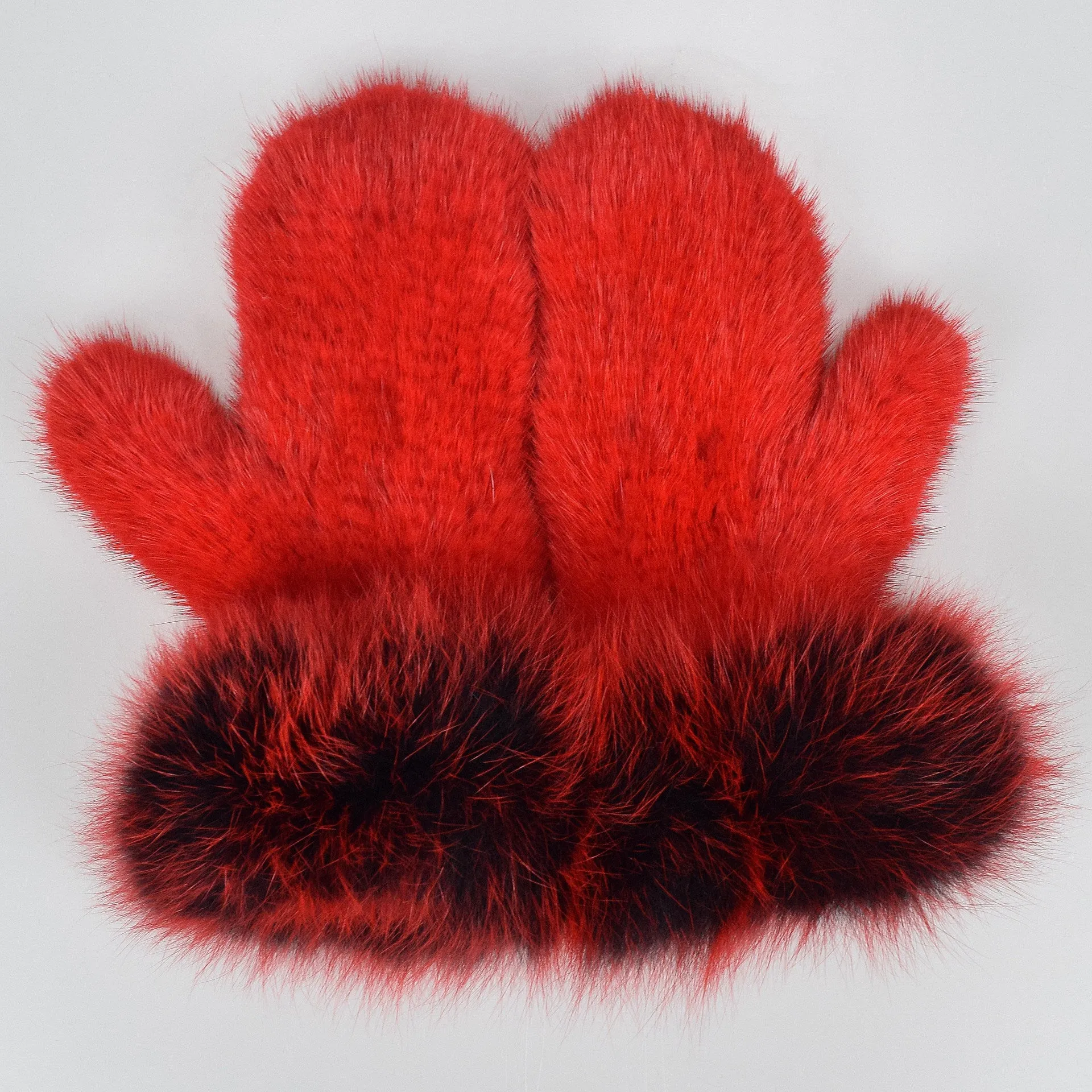 Mink braided gloves lanyard hanging neck mittens elastic female gloves cute fox fur mink fur gloves