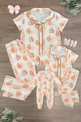 Mom & Me - Pink Checkered Gingerbread Pajamas