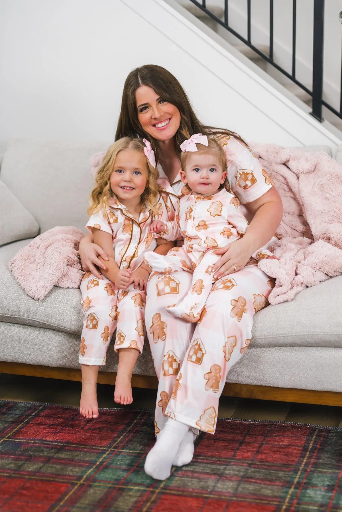 Mom & Me - Pink Checkered Gingerbread Pajamas