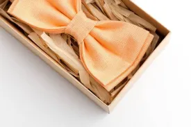 Peach Linen Bow Tie Set - Refined Elegance for Weddings and Beyond