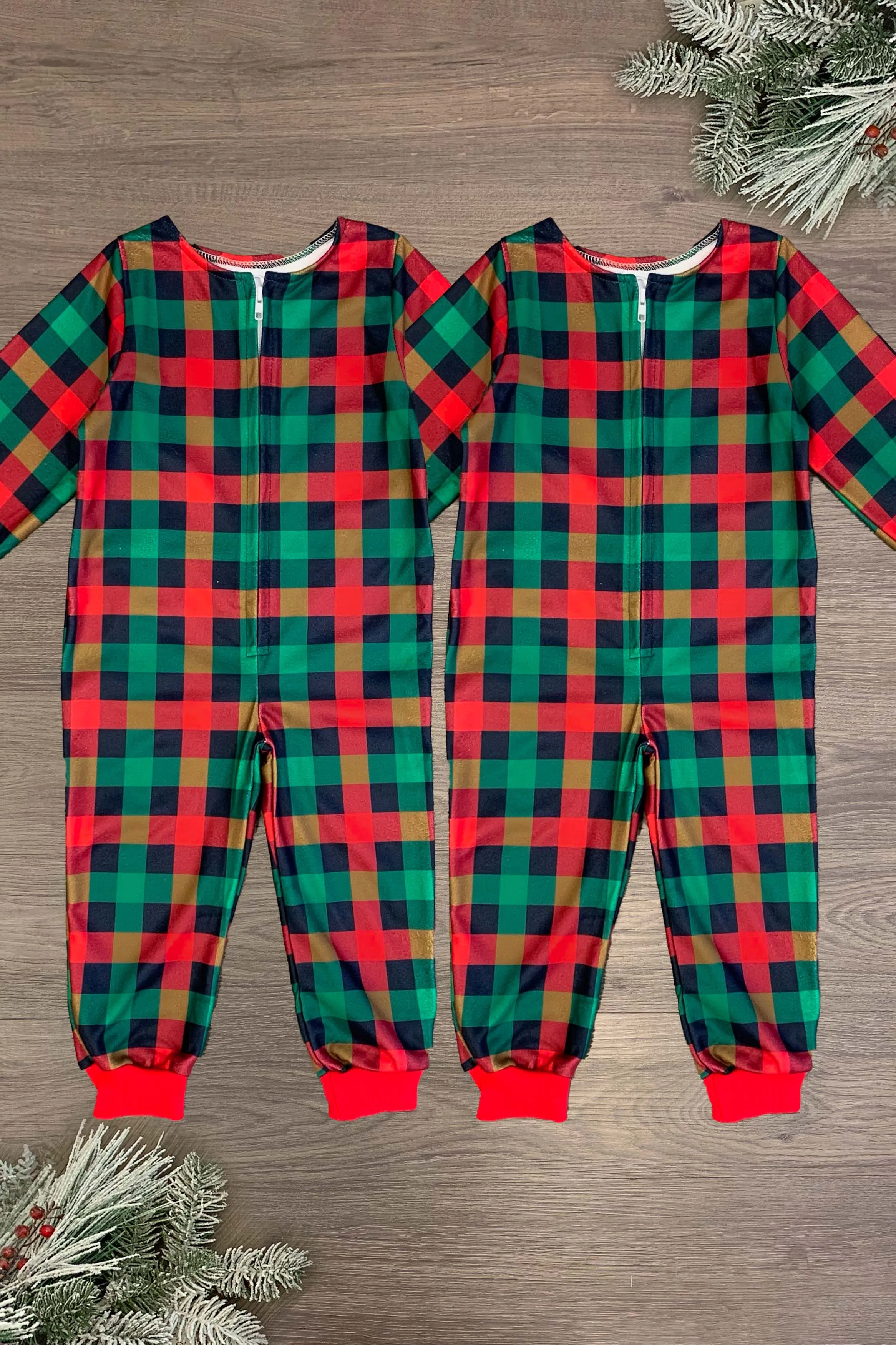 "Cousin Crew" Plaid Onesie Pajamas