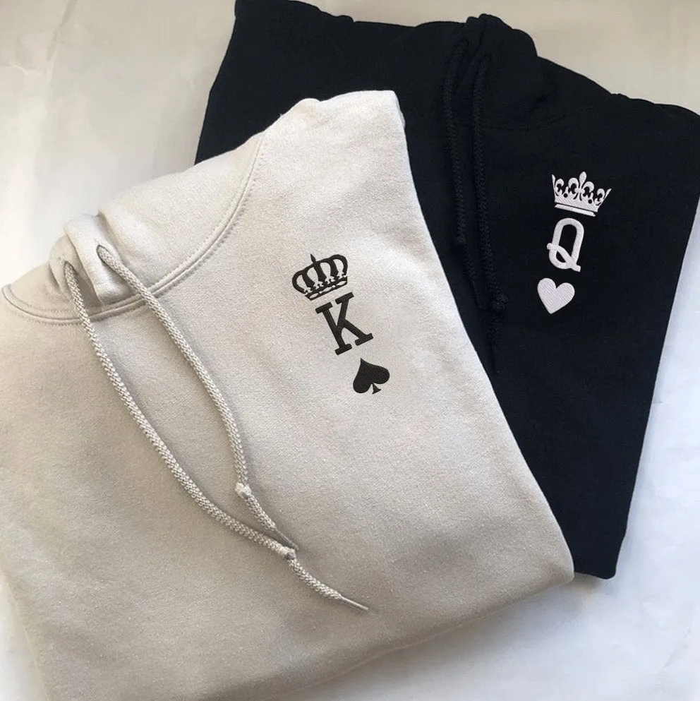 "King & Queen" Matching Hoodies – Personalized Couple Set