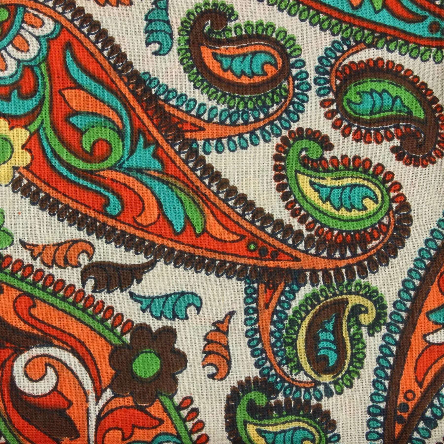 Regular Fit Long Sleeve Shirt - Green & Orange Paisley