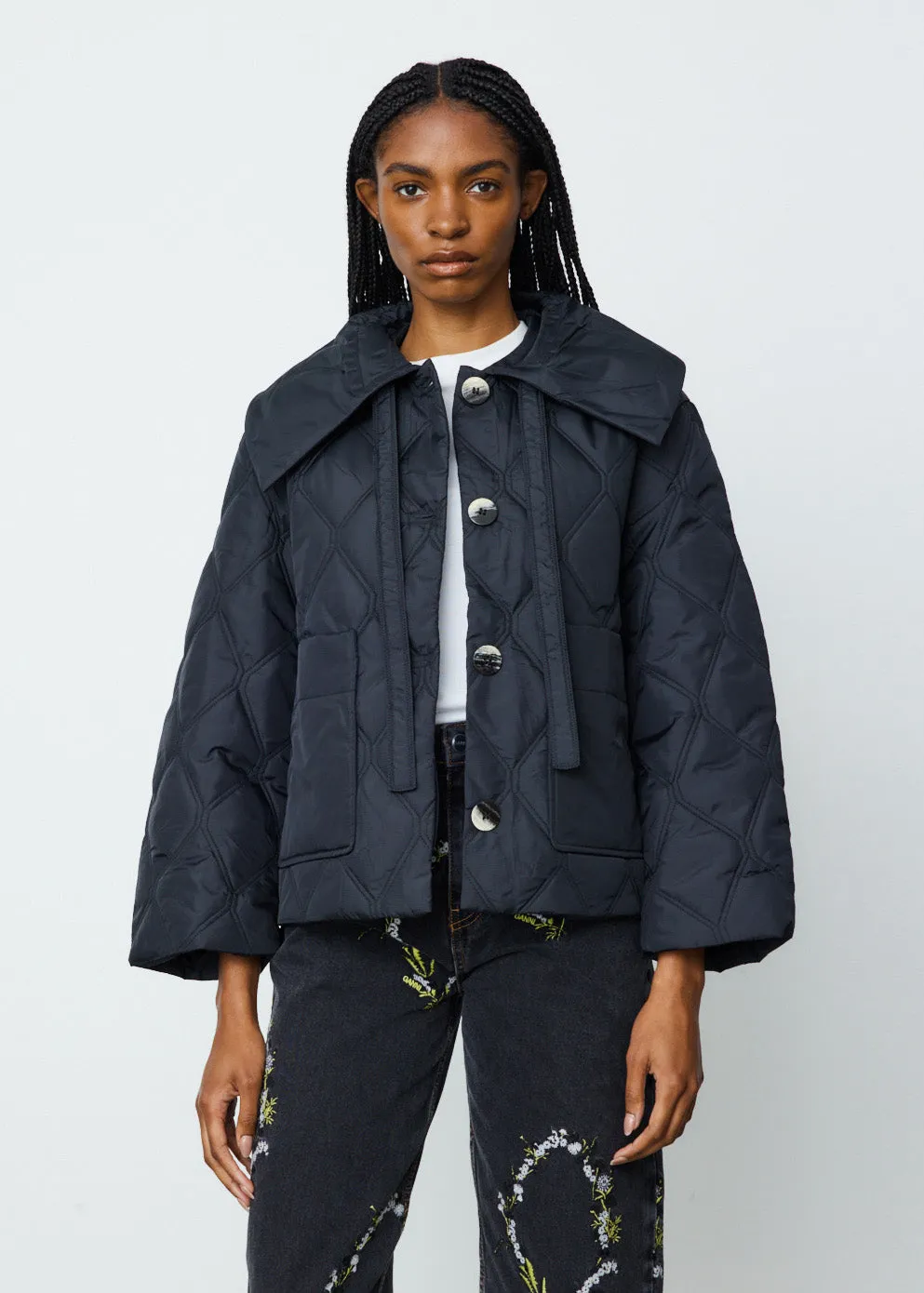 Ripstop Quilt Big Collar Jacket