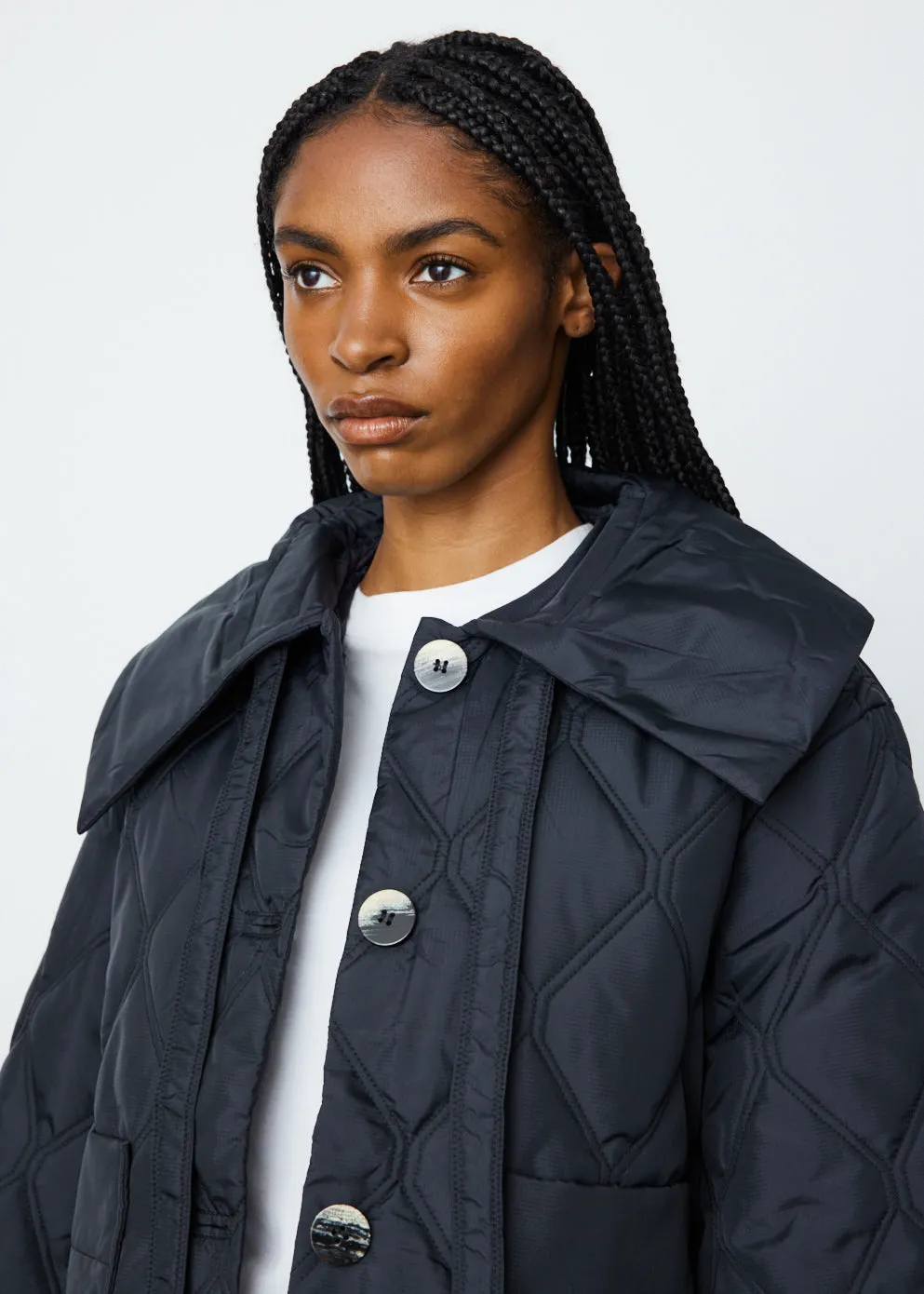 Ripstop Quilt Big Collar Jacket