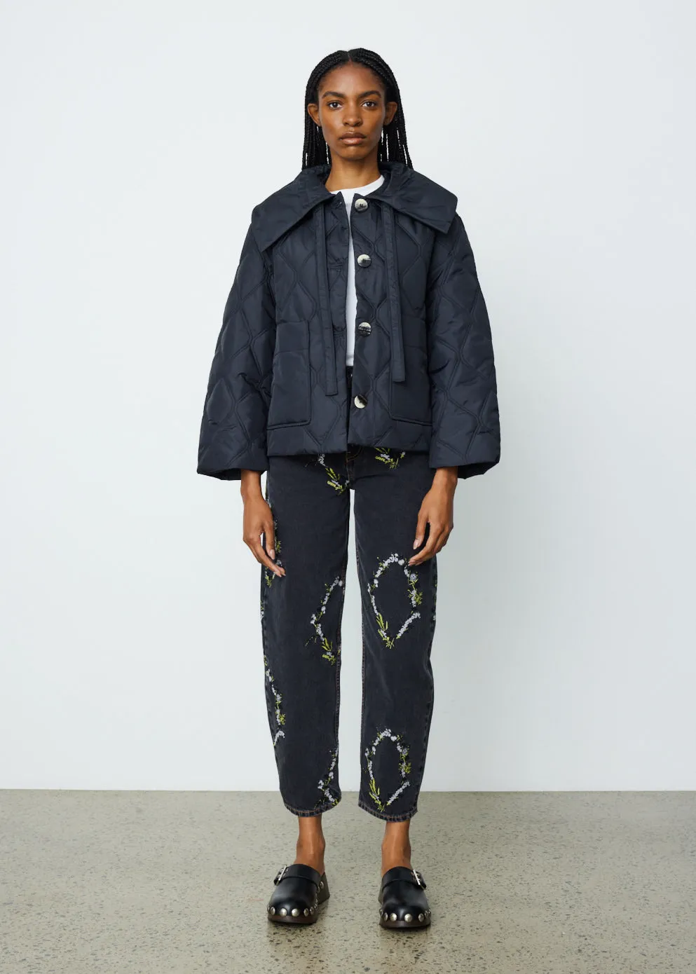 Ripstop Quilt Big Collar Jacket