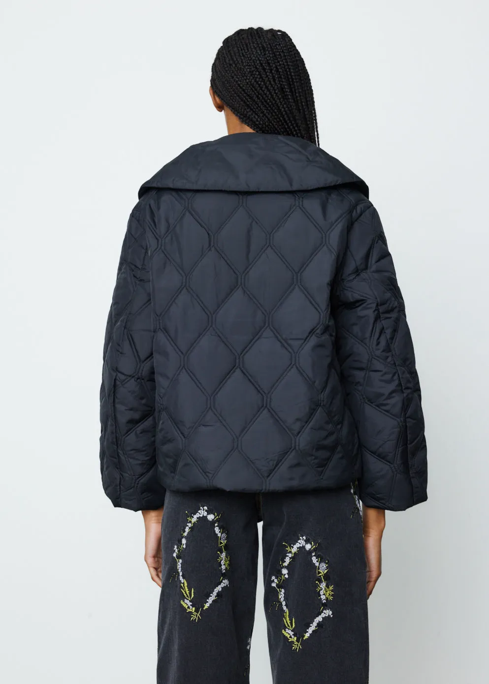 Ripstop Quilt Big Collar Jacket