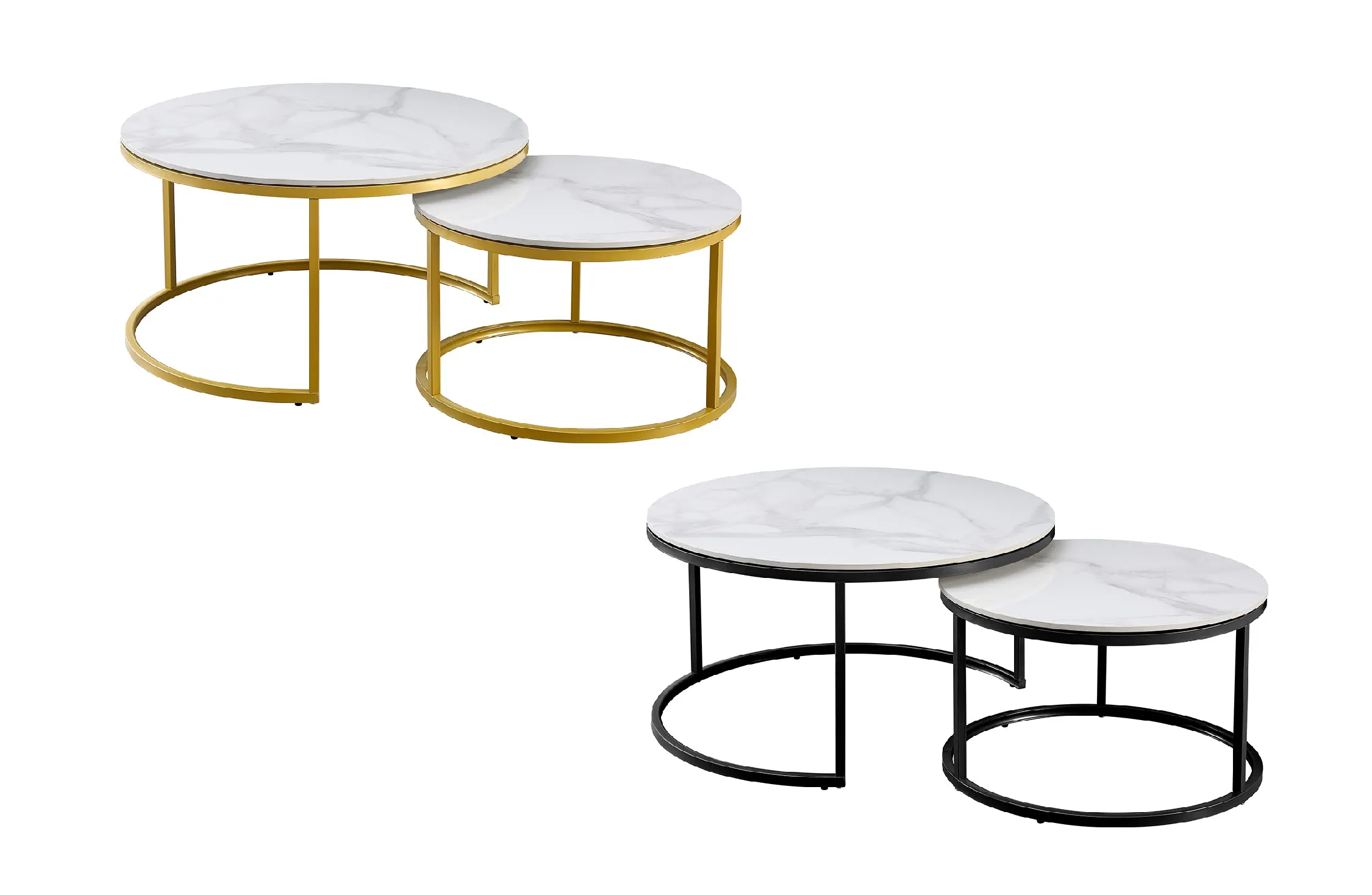 Romana Nesting Coffee Table Set - Black / Champagne Frame - 2 Sizes Available