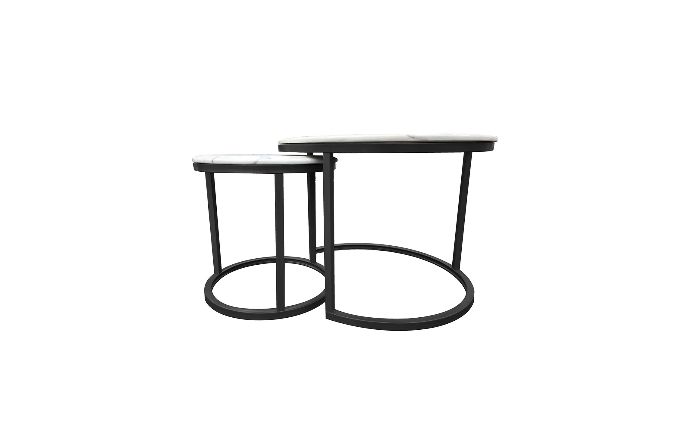 Romana Nesting Coffee Table Set - Black / Champagne Frame - 2 Sizes Available