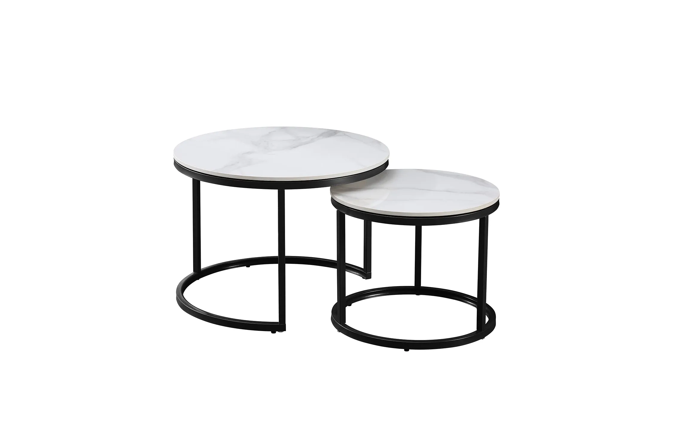 Romana Nesting Coffee Table Set - Black / Champagne Frame - 2 Sizes Available