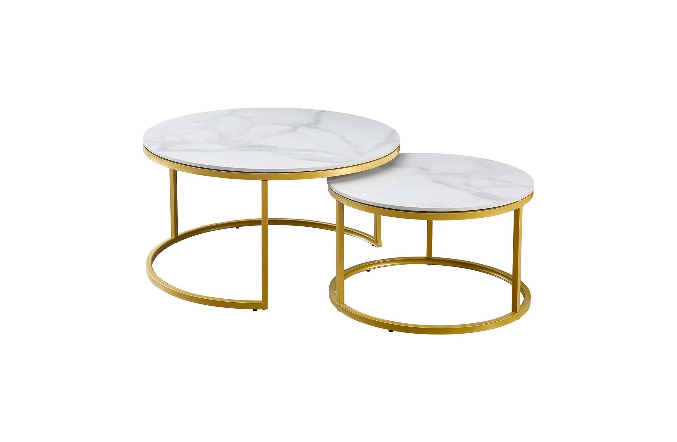 Romana Nesting Coffee Table Set - Black / Champagne Frame - 2 Sizes Available