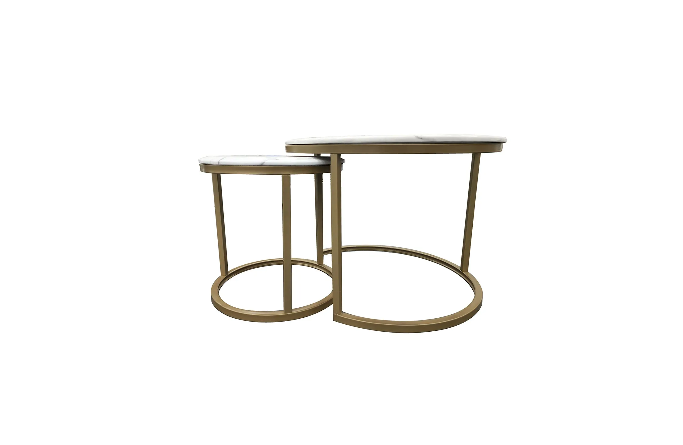 Romana Nesting Coffee Table Set - Black / Champagne Frame - 2 Sizes Available