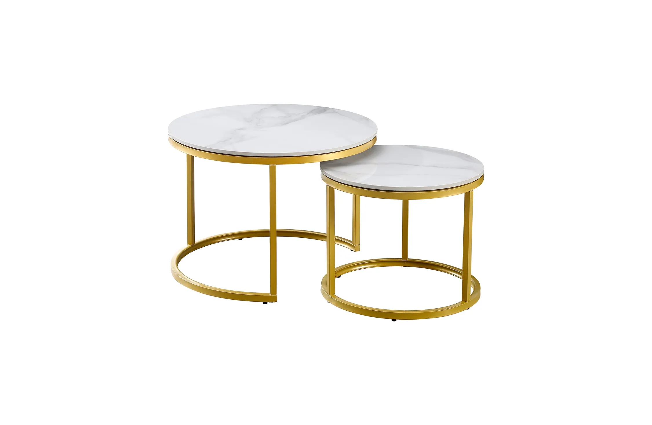 Romana Nesting Coffee Table Set - Black / Champagne Frame - 2 Sizes Available