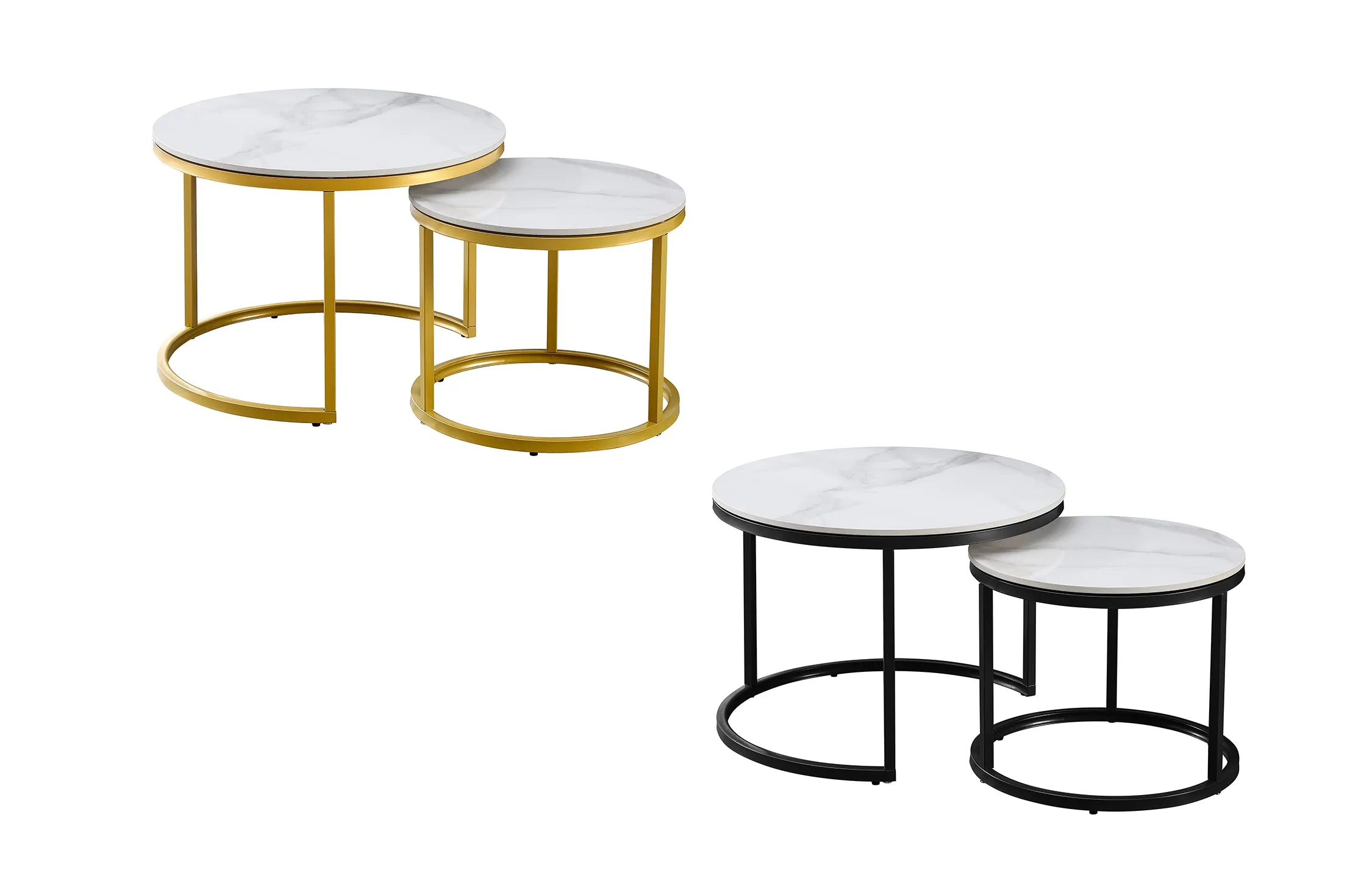 Romana Nesting Coffee Table Set - Black / Champagne Frame - 2 Sizes Available