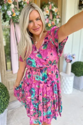 Ruby Printed V Neck Tiered Dress *FINAL SALE