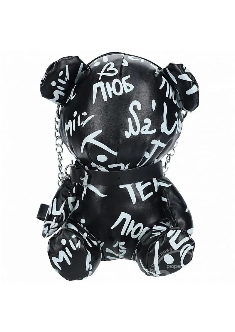 S-Line Bear Bag Pleather Writing - Black