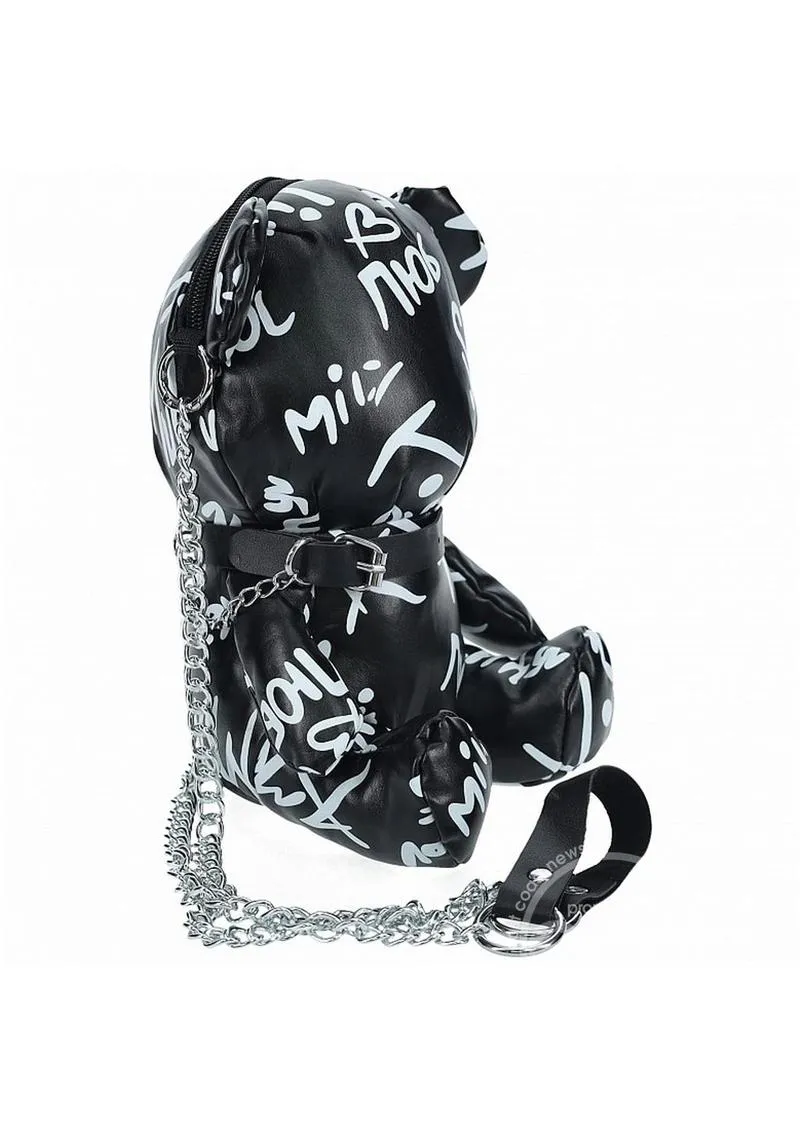 S-Line Bear Bag Pleather Writing - Black