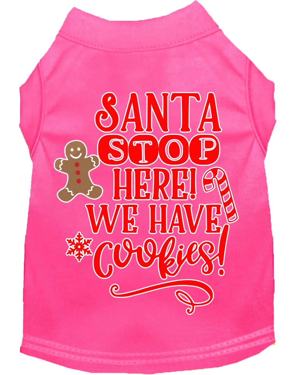 Santa, We Have Cookies Screen Print Dog Shirt Bright Pink Xxl