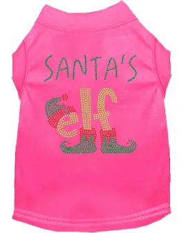 Santa's Elf Rhinestone Dog Shirt Bright Pink Med (12)