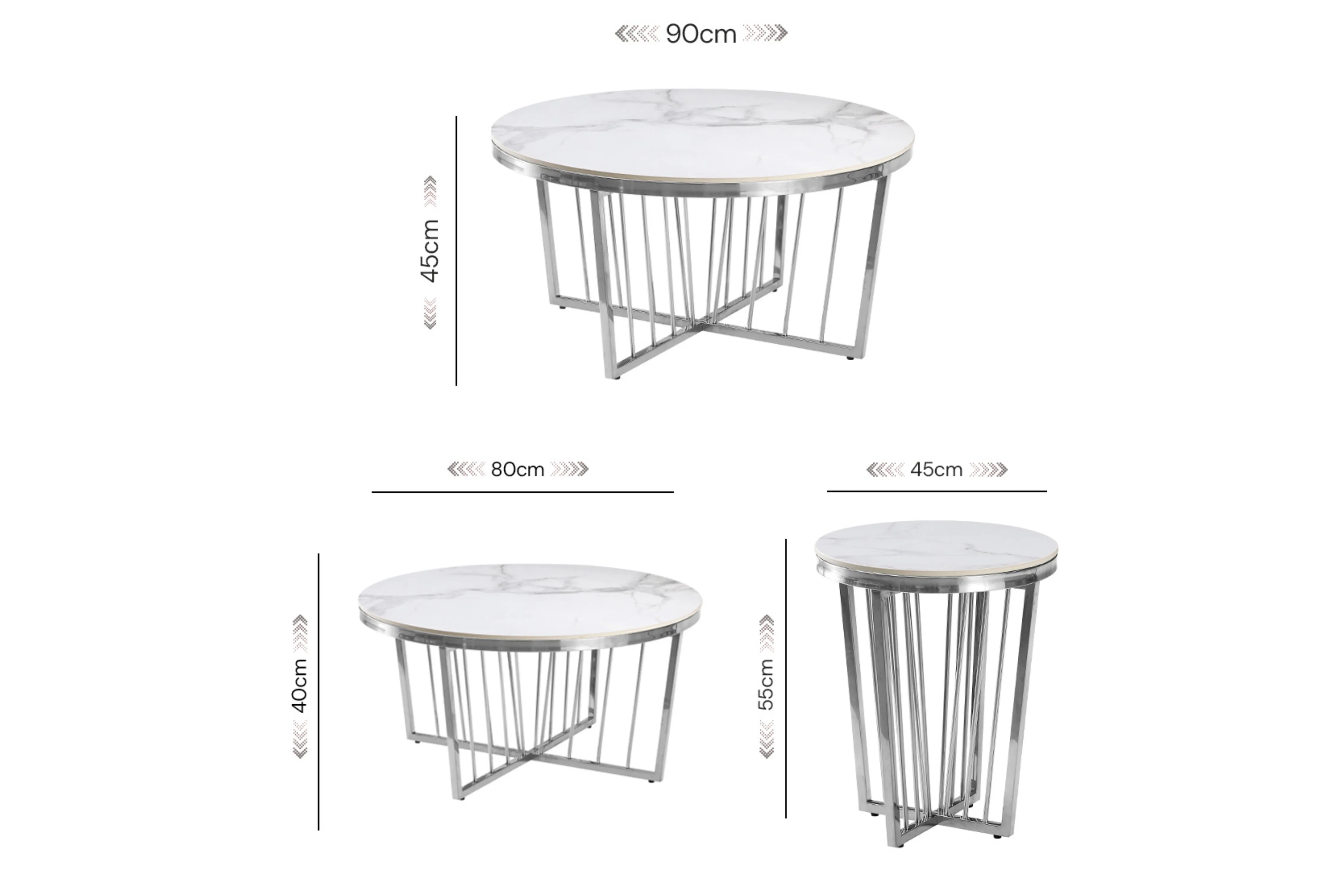 Serena Coffee Table & Side Table Collection - 3 Colours Available