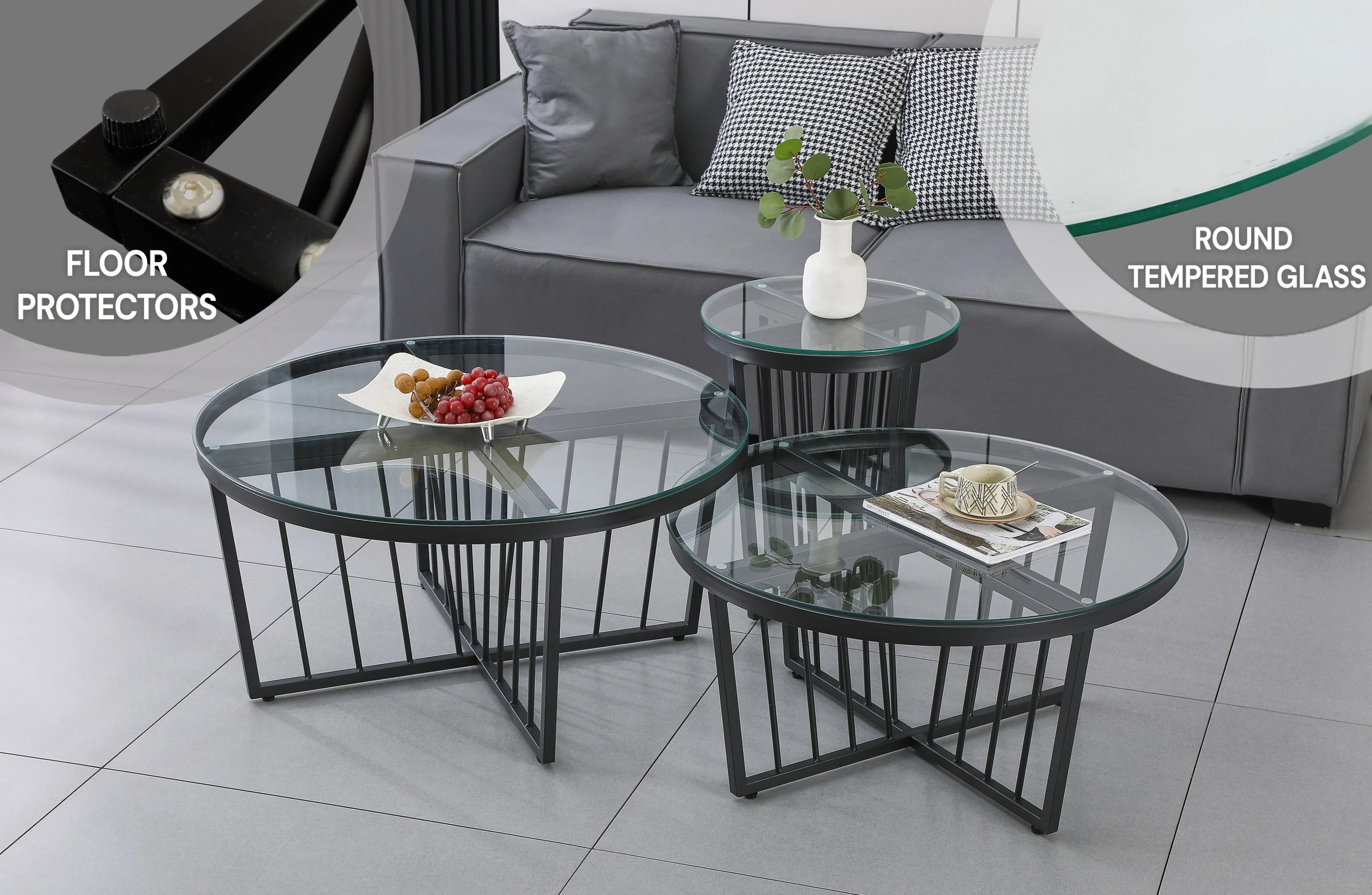 Serena Coffee Table & Side Table Collection - 3 Colours Available