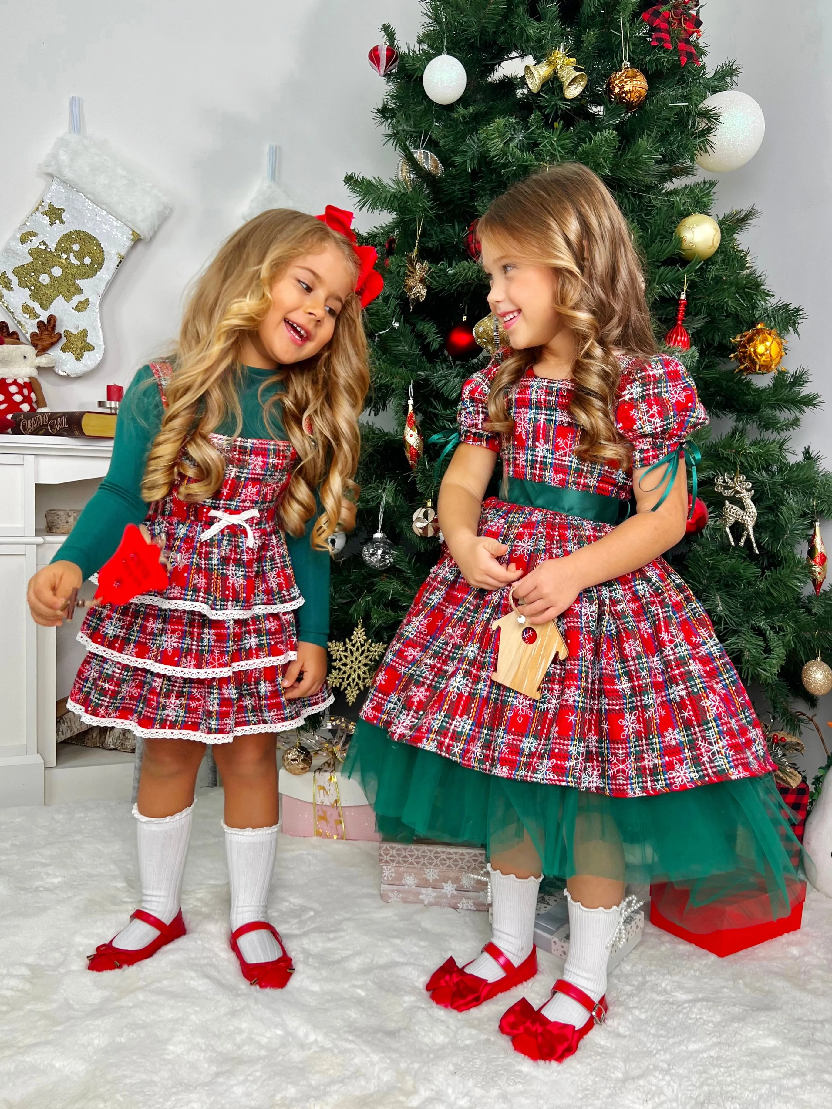 Snowflake Magic Plaid Christmas Dress