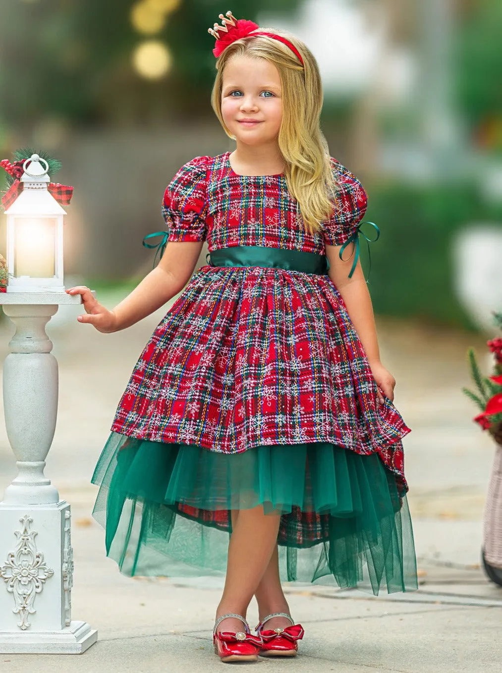 Snowflake Magic Plaid Christmas Dress