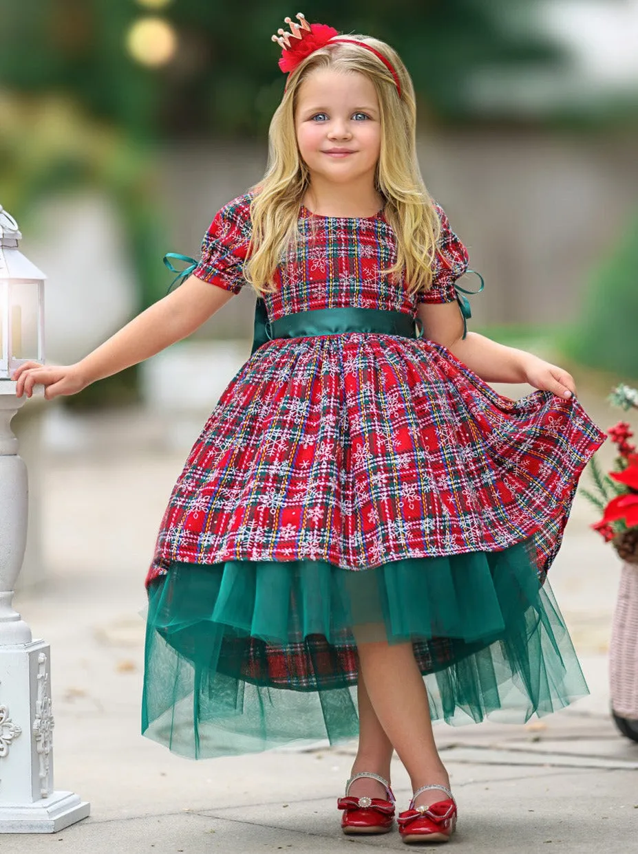 Snowflake Magic Plaid Christmas Dress