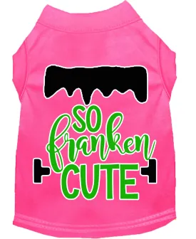 So Franken Cute Screen Print Dog Shirt Bright Pink Lg