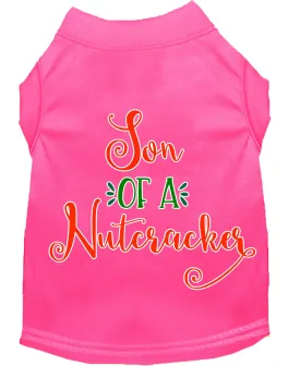 Son Of A Nutcracker Screen Print Dog Shirt Bright Pink Sm