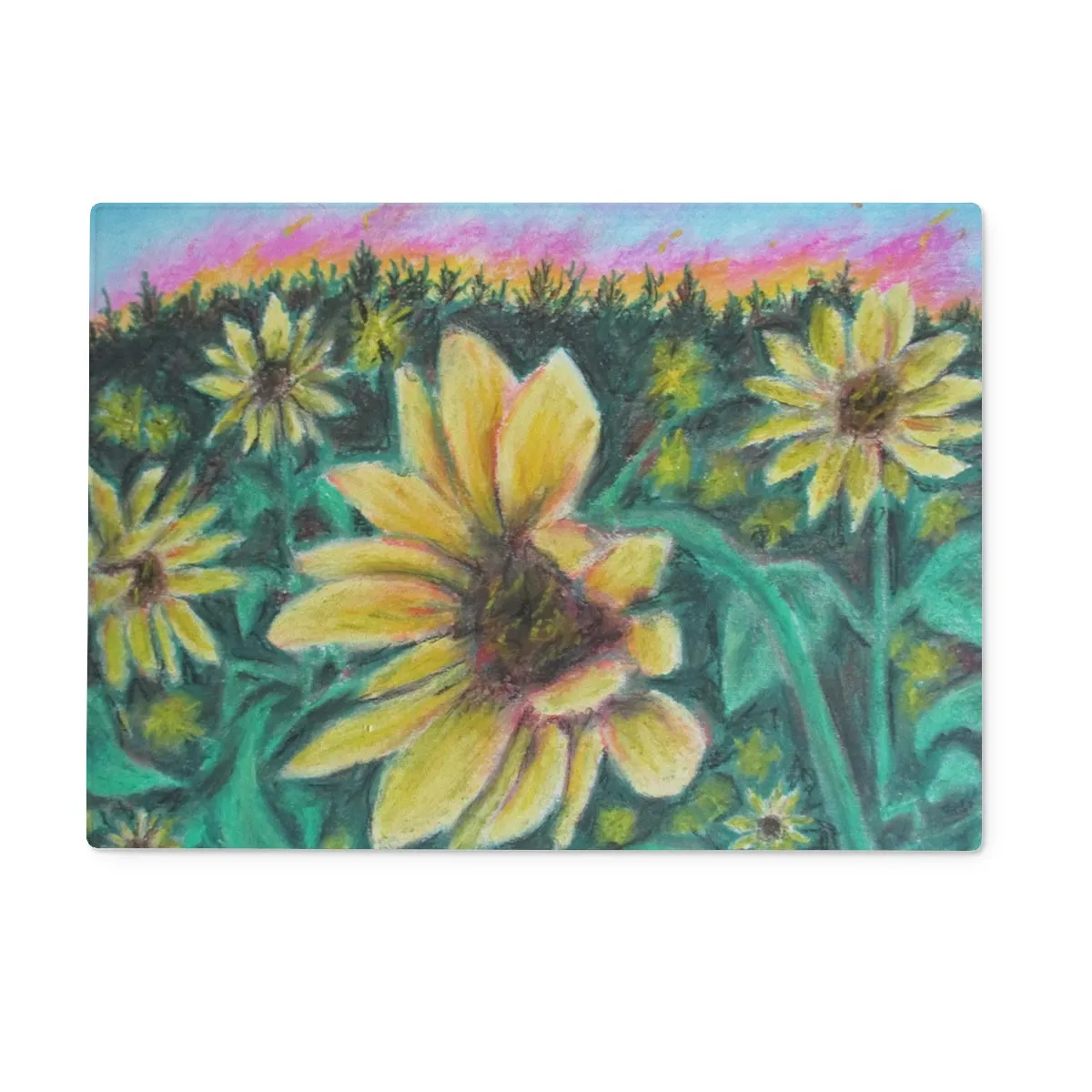 Sunflower Dreams ~ Glass Chopping Board